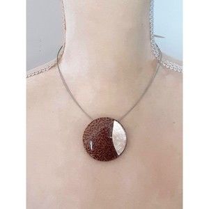 NWT Origin for Culture Mix elegant animal print silver tone acrylic pendant 14"